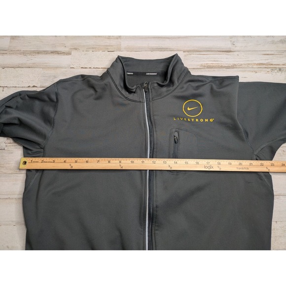 Nike Running Live Strong Zip Jacket Mock Neck Reflective Size Large Gray Pockets - Picture 7 of 10